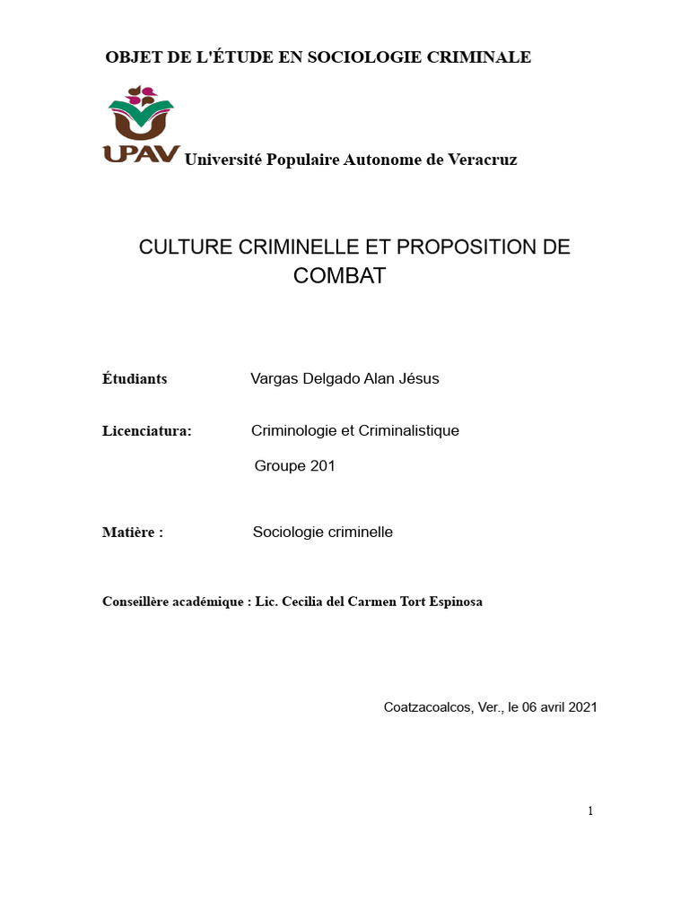 Culture criminelle et prévention sociale | PDF | Crimes | Crime et violence