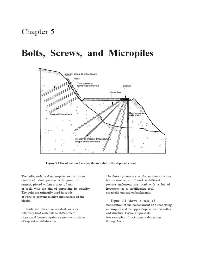 Bolts, Nails, and Micropiles for Stabilization | PDF | Civil ...