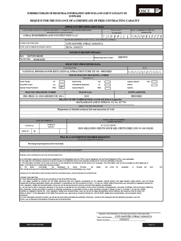 Certificate of Free Contracting Capacity Request | PDF | Justice ...