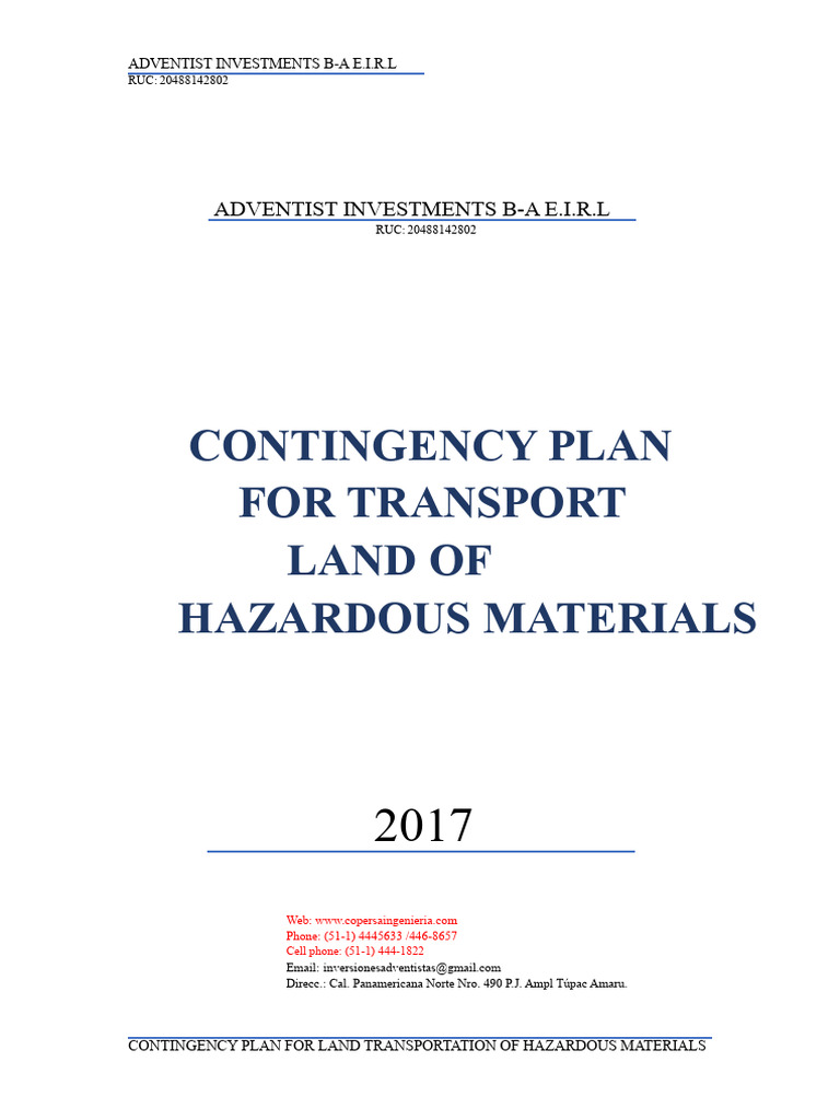 Contingency Plan for Hazardous Transport | PDF | Incident Command ...