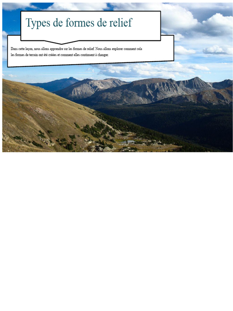 Types de Formes de Relief | PDF | Montagnes | Terre