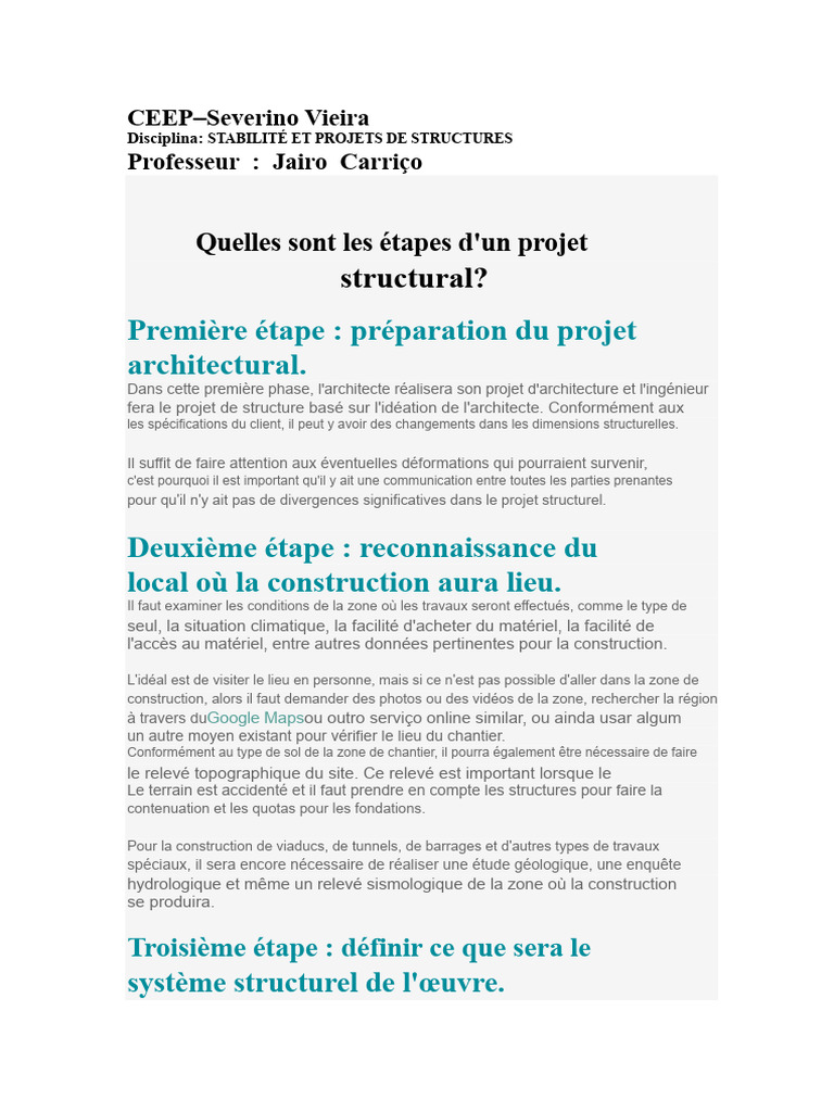 Étapes clés d'un projet structurel | PDF | Architecte