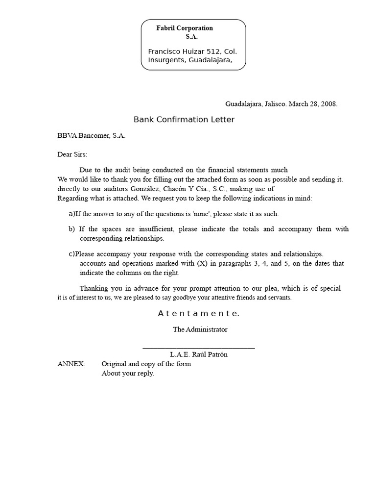bank confirmation | PDF
