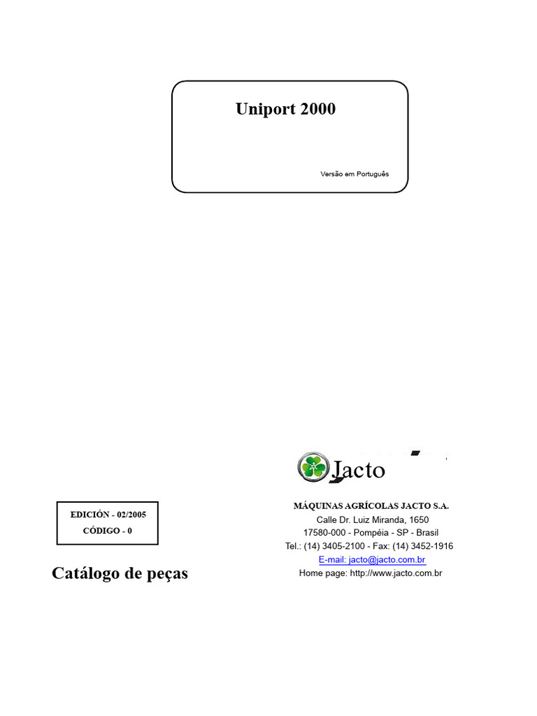 Catálogo de Piezas Uniport 2000 | PDF | Ingeniería mecánica | Máquinas