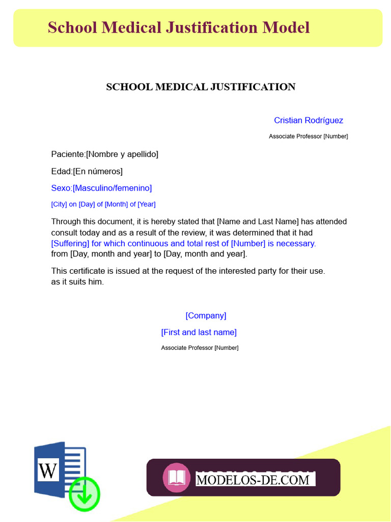 School Medical Justification Template | PDF