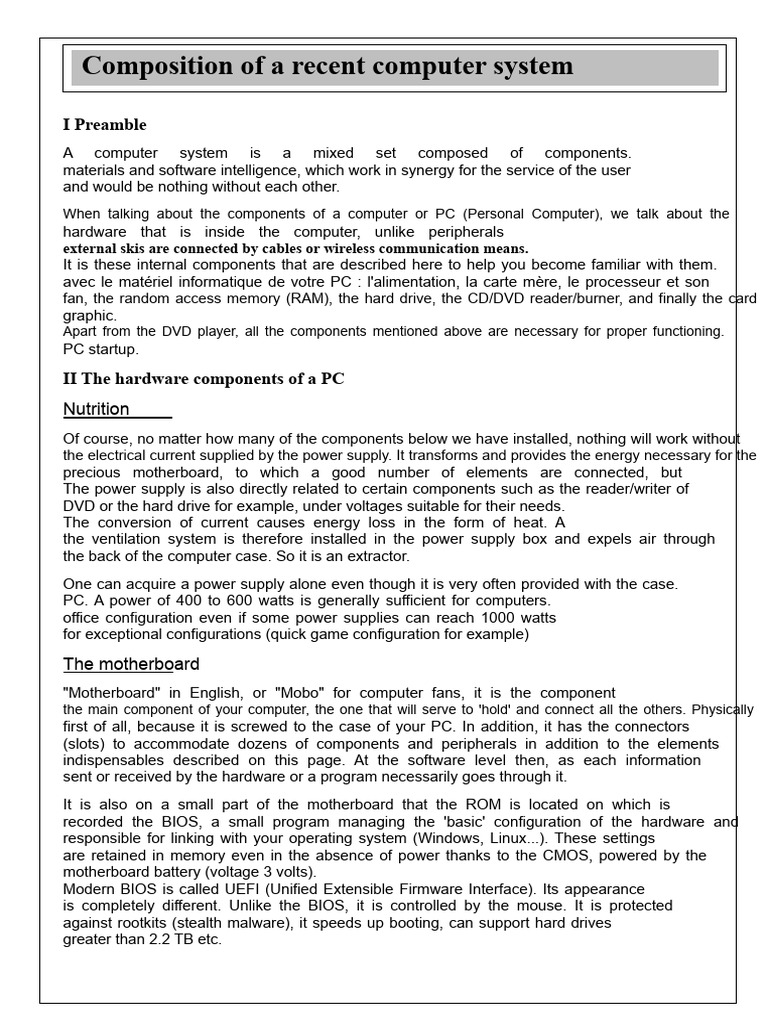 Key Components of a Computer System | PDF | Operating System | Solid ...