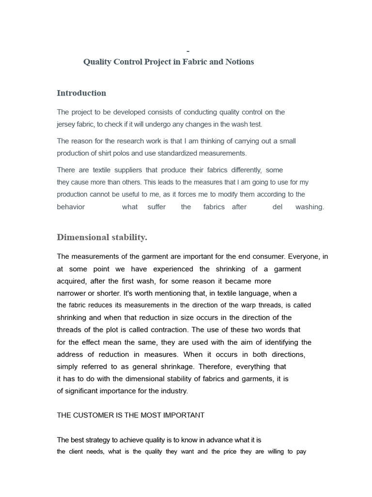 Quality Control Project in fabric and notions | PDF | Textiles