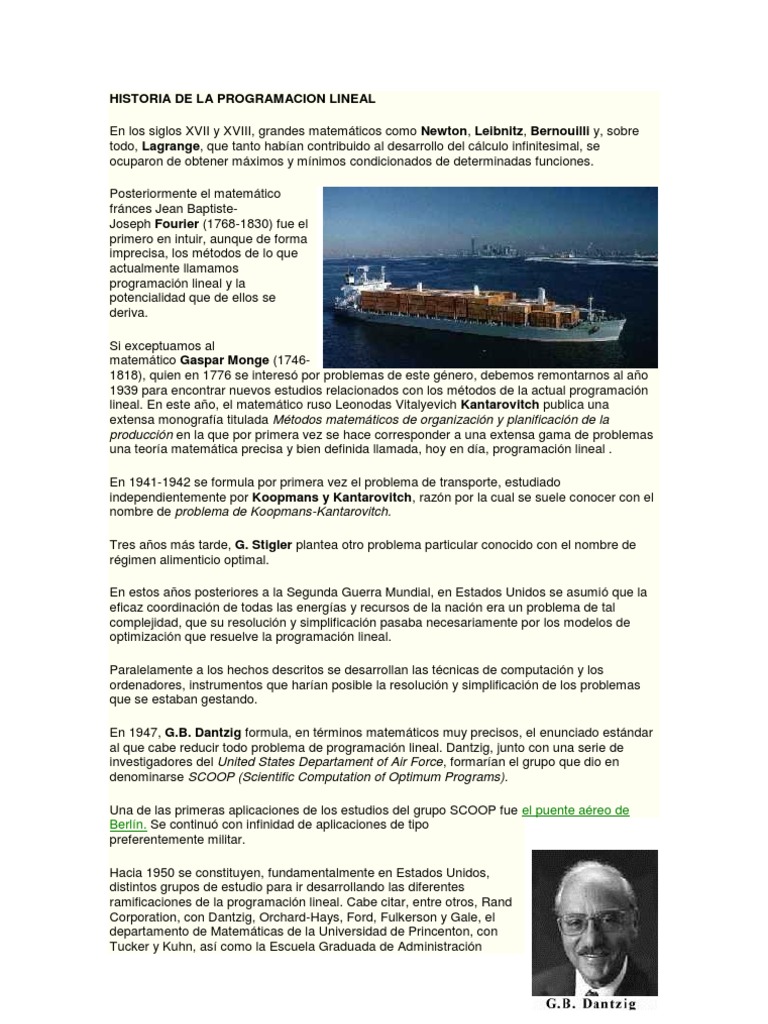 Historia de La Programacion Lineal (1) Programação