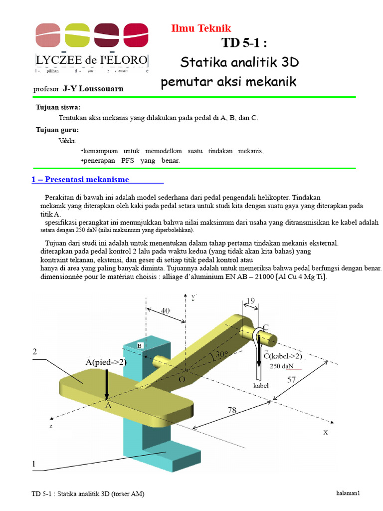Analisis Statika 3D pada Pedal Mekanik | PDF