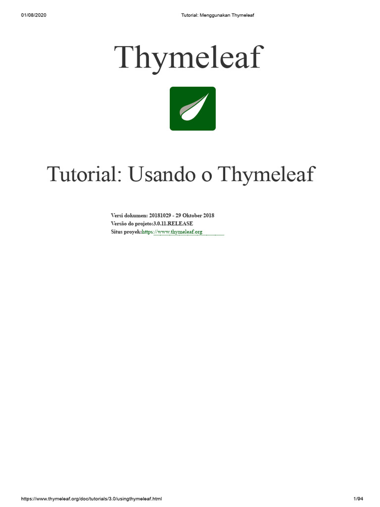 Panduan Lengkap Menggunakan Thymeleaf | PDF