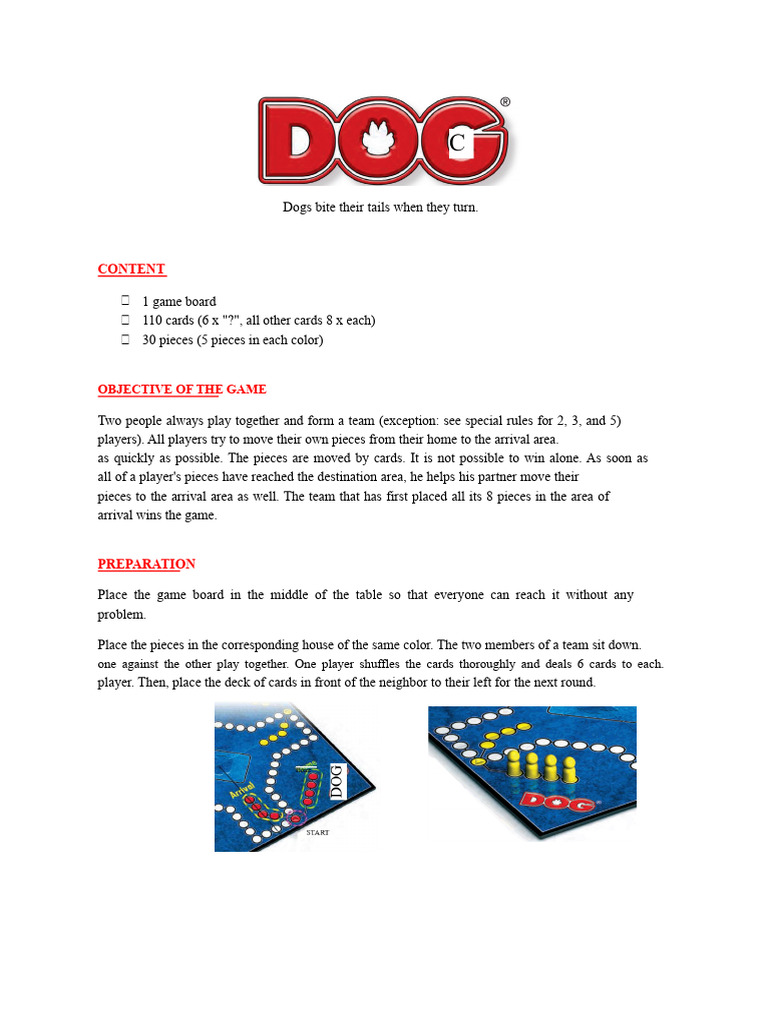 DOG Board Game - Rules in English | PDF | Ephemera | Tabletop Games