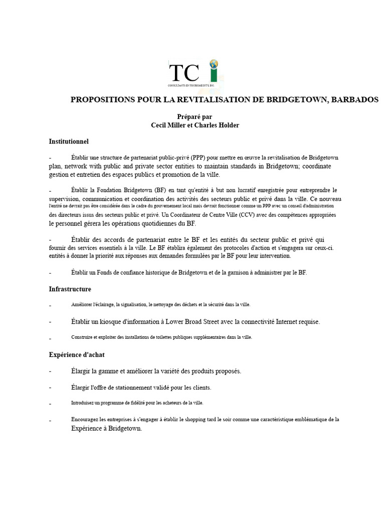 Revitalisation de Bridgetown : Stratégies clés | PDF ...