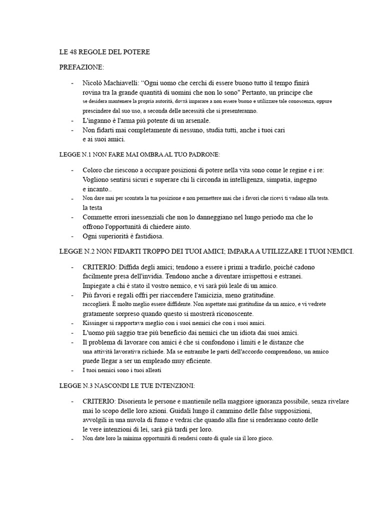 Le 48 Regole Del Potere | PDF