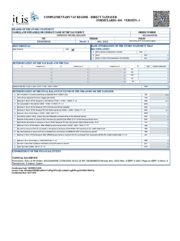 VAT Regime Form 610 for 2023 | PDF | Business | Taxation