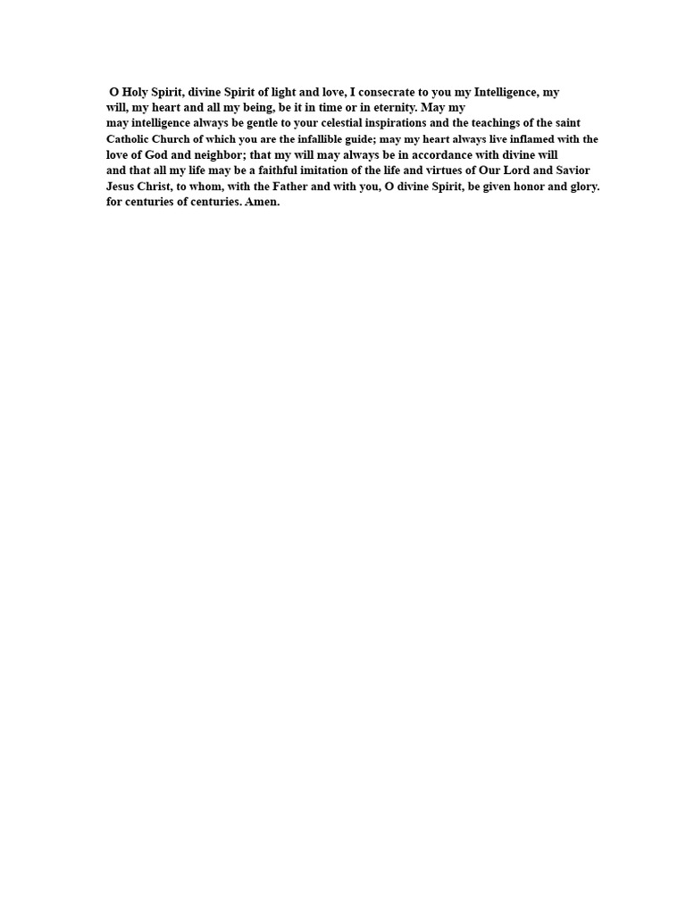 Consecration Prayer to the Holy Spirit | PDF