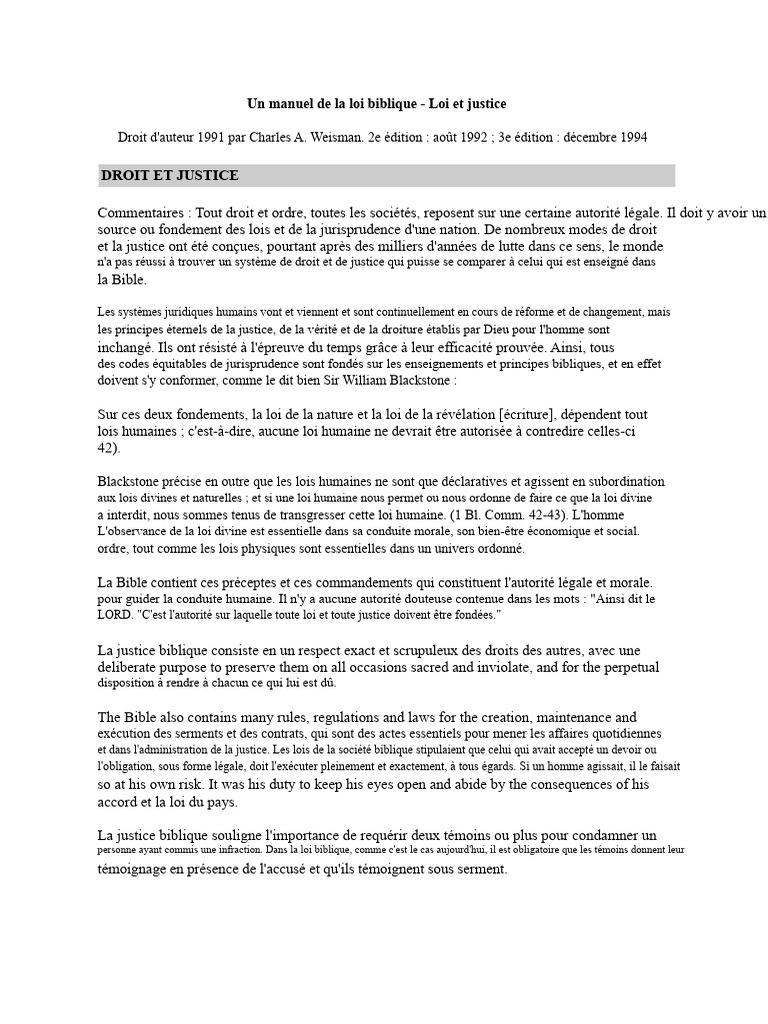 Loi biblique : principes de justice divine | PDF | Loi | Justice