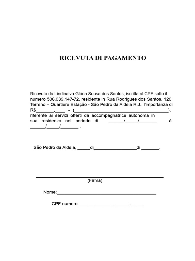 Ricevuta Di Pagamento | PDF