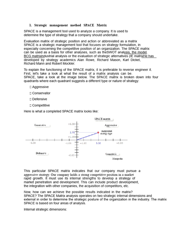 Understanding the SPACE Matrix for Strategy | PDF | Strategic ...