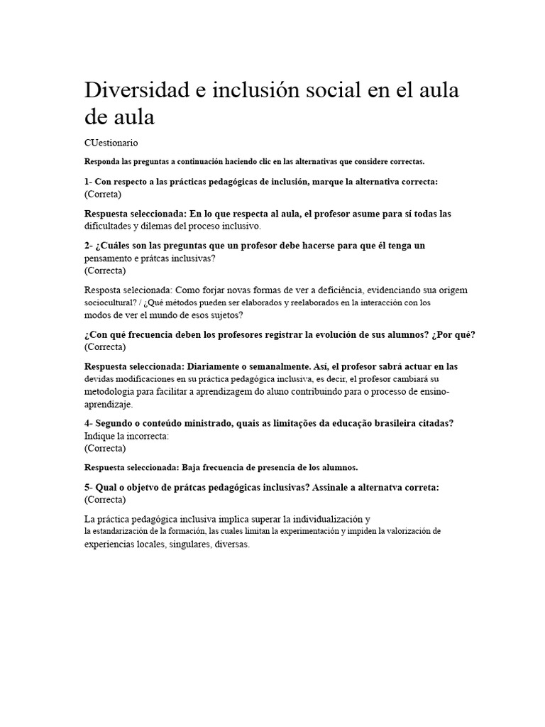 Inclusión y Diversidad en el Aula | PDF | Inclusión (Educación) | Enseñando