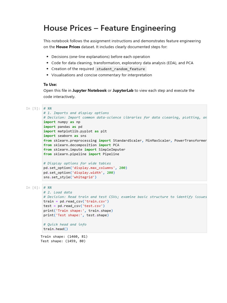 House Prices Feature Engineering Guide | PDF | Comma Separated Values ...