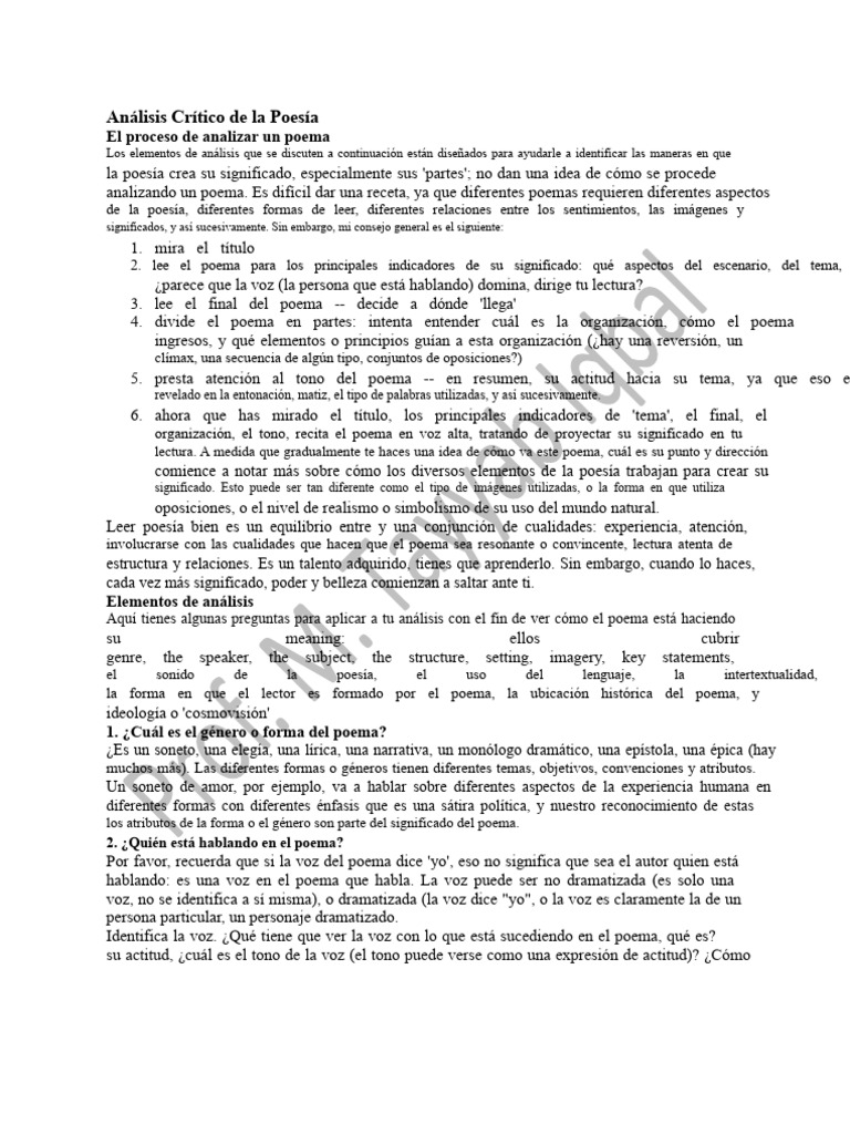 Guía para Analizar Poesía Eficazmente | PDF | Experiencia | Narración