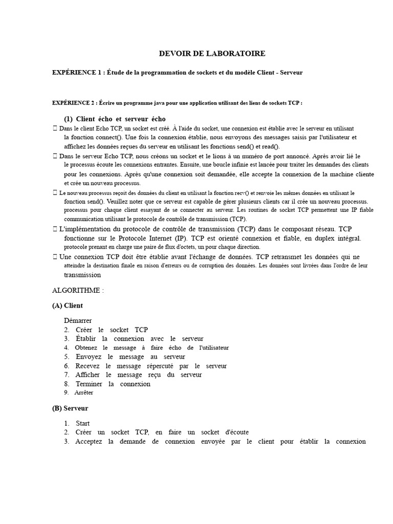 Programmation de Sockets TCP en Java | PDF | Protocole de contrôle de ...