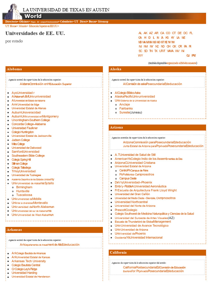Universidades en EE.UU. por Estado | PDF | Universidad de Indiana ...