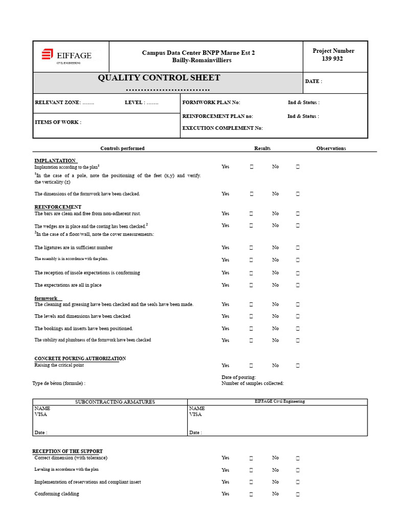 Quality Control Checklist | PDF | Civil Engineering | Structural ...
