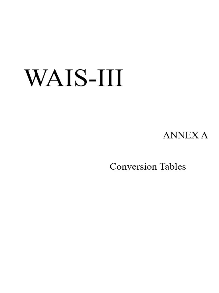 WAIS-III Standardized Result Tables | PDF | Wechsler Adult