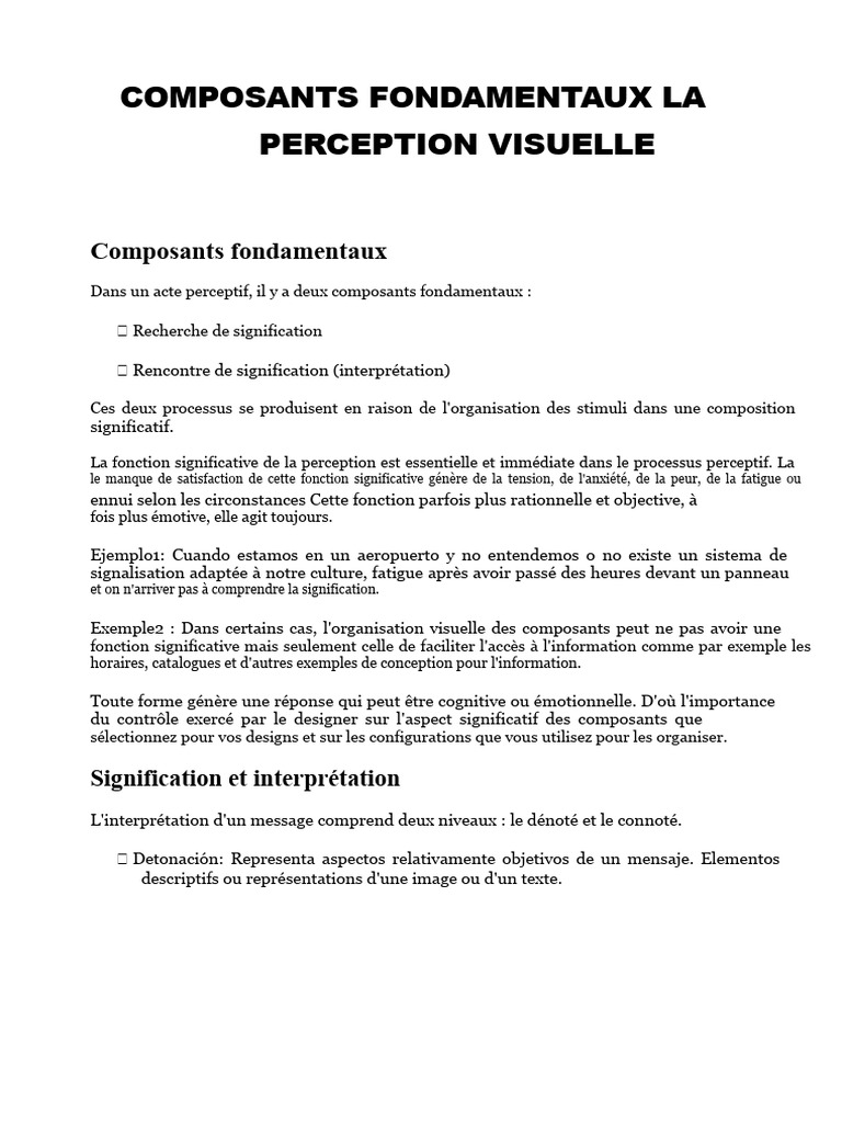 Composants de la perception visuelle | PDF | la perception | Émotions