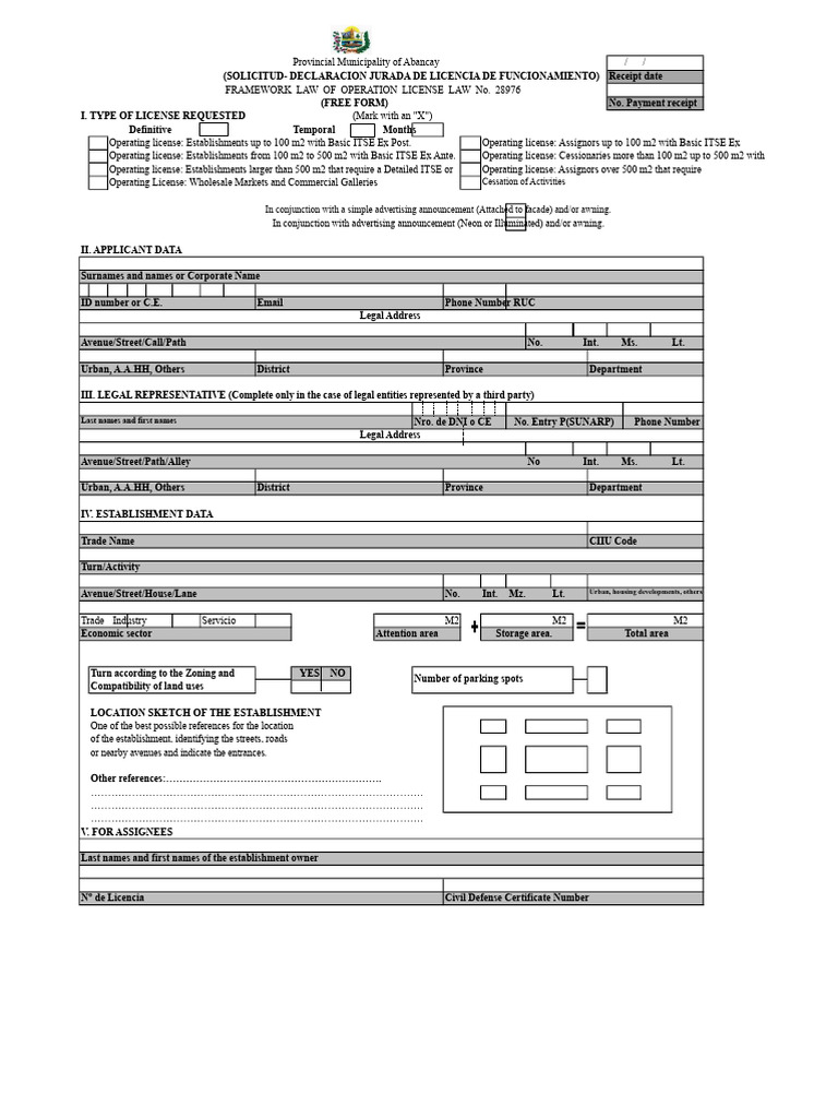 Abancay Operating License Application Form | PDF | Audit
