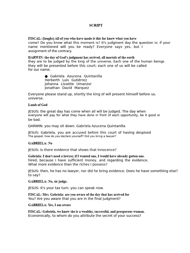 SCRIPT - Drama The Final Judgment. | PDF | Jesus | God In Christianity
