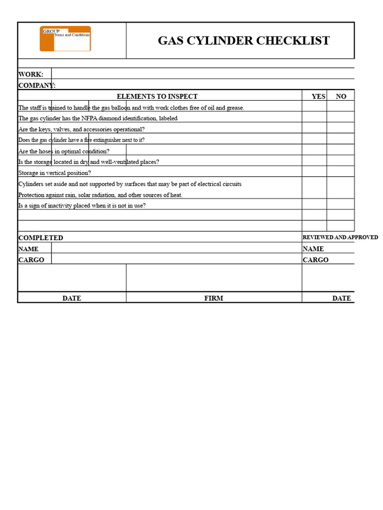 Check List Gas Balloon.xlsx | PDF