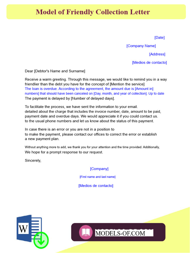 Friendly Collection Letter Template (1) | PDF