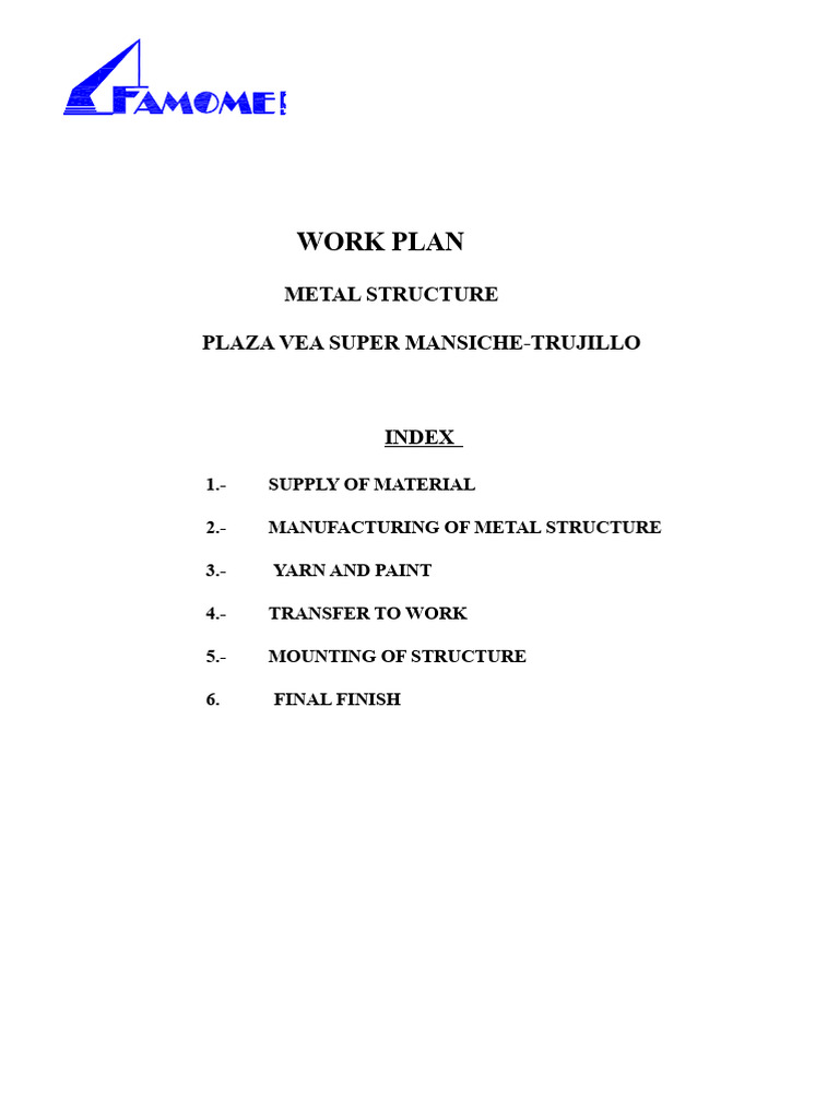 Metal Structure Work Plan for Plaza Vea | PDF | Welding | Construction