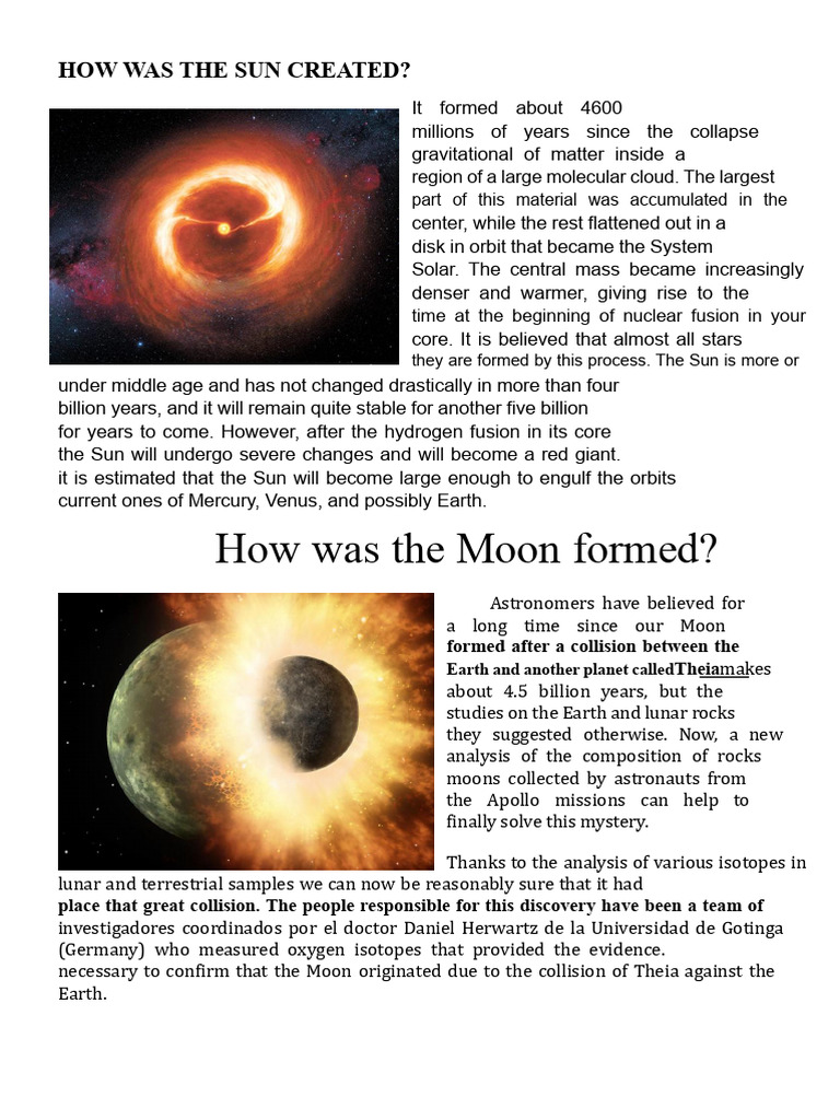 How the Sun and Moon Were Formed | PDF | Sun | Moon