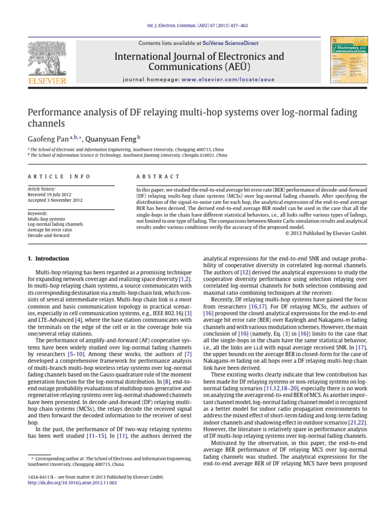 DF Relaying Multi-Hop Systems Analysis | PDF | Telecommunications ...