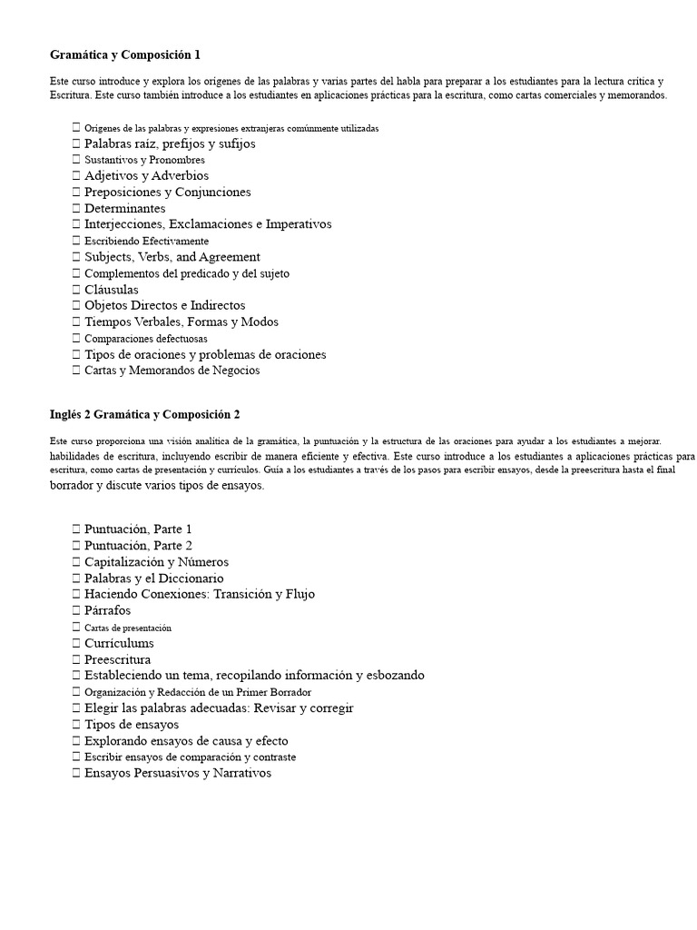 Eng 1 Gramática y Composición 1 | PDF