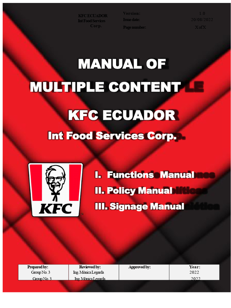 KFC Ecuador Multiple Content Manual | PDF | Ventilation (Architecture ...