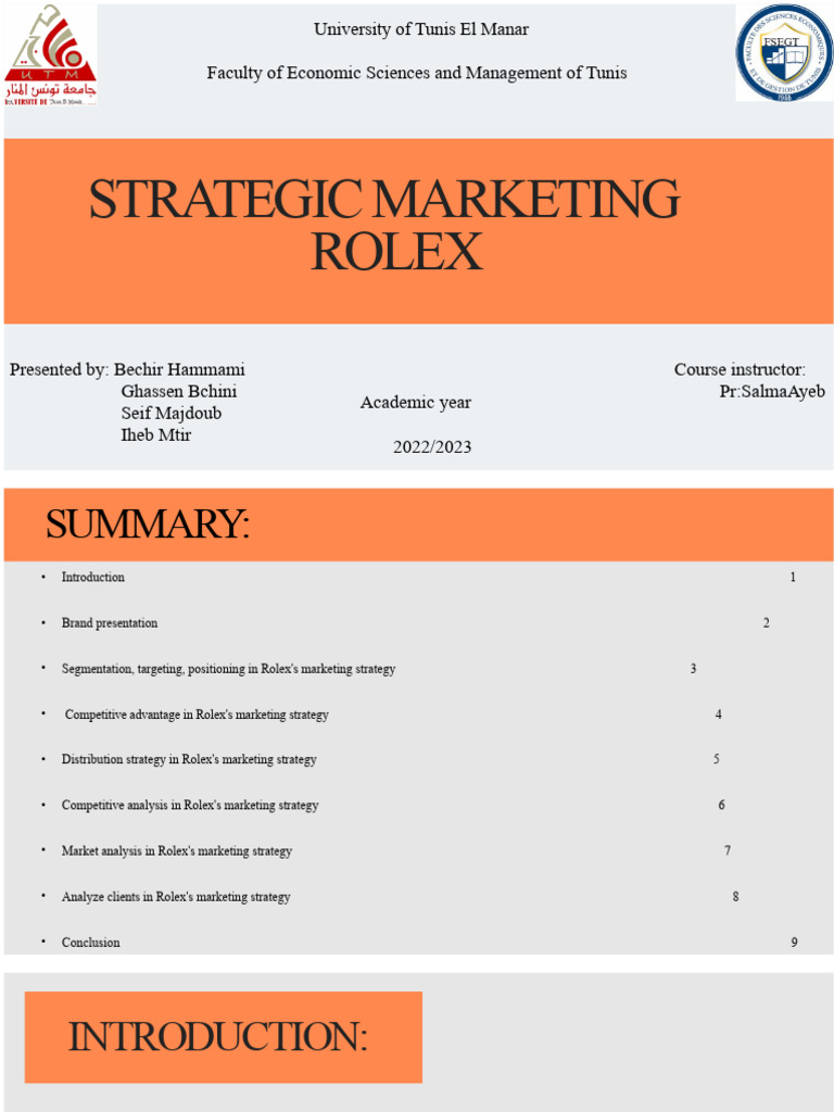 Rolex Strategic Marketing Analysis | PDF | Marketing Strategy | Marketing