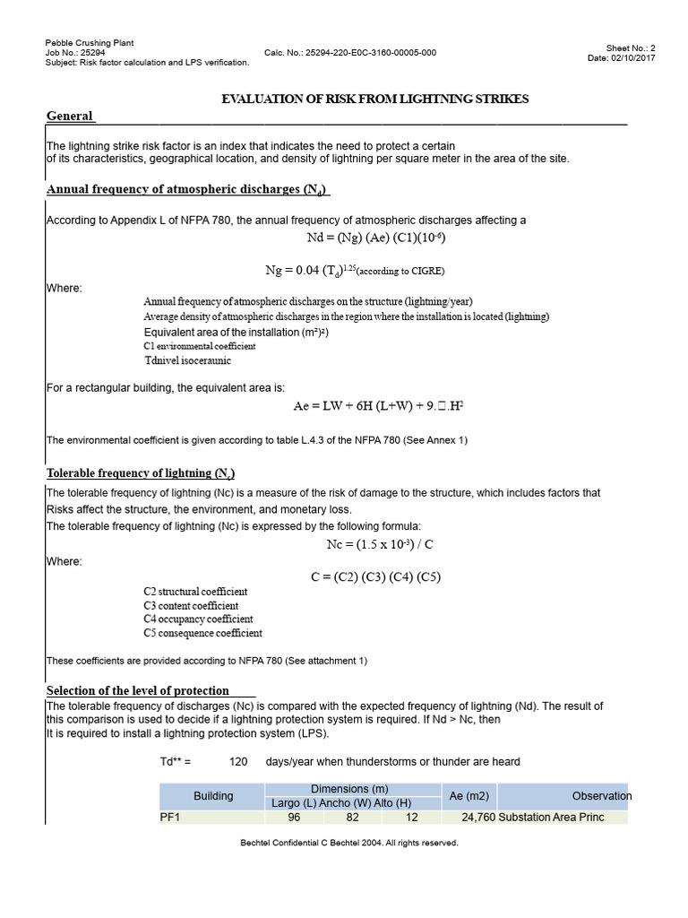 Lightning Risk Assessment for Pebble Plant | PDF | Lightning | Risk