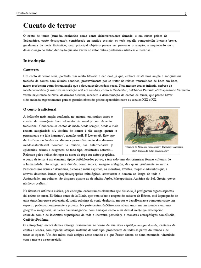 História e Características do Conto de Terror | PDF | Ficção de terror ...