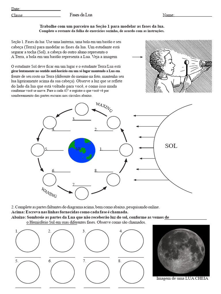 Fases da Lua e Eclipses: Atividades Educativas | PDF | Eclipse | Maré