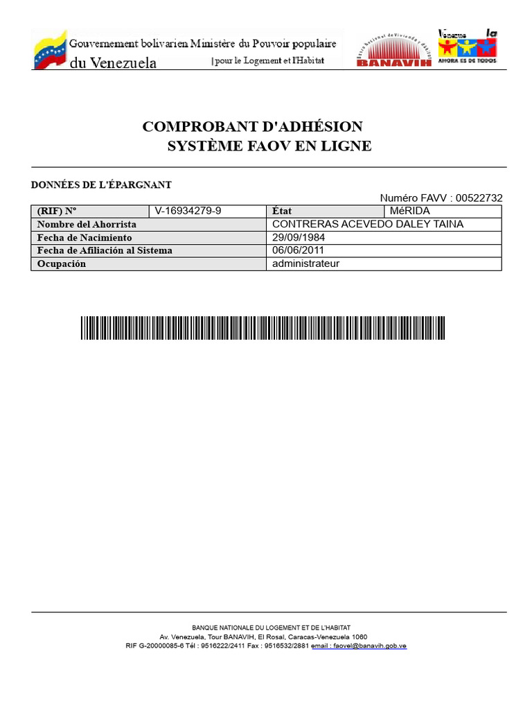 Adhésion au Système FAOV en Ligne | PDF