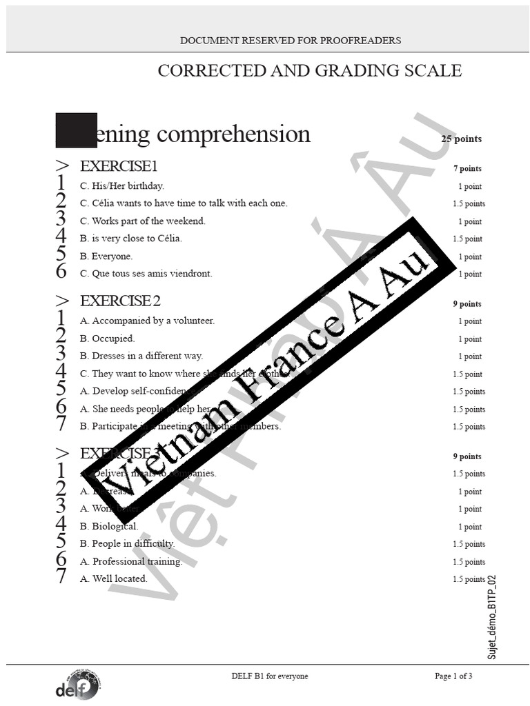 DELF B1 Corrected and Grading | PDF