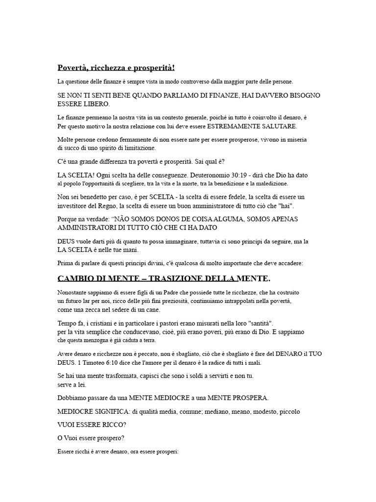 Povertà, Ricchezza e Prosperità | PDF