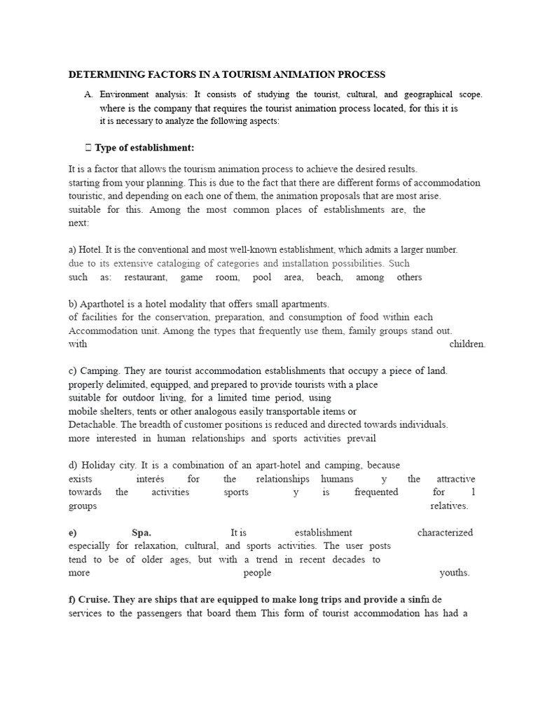DETERMINING FACTORS IN A TOURISM ANIMATION PROCESS. | PDF | Tourism ...