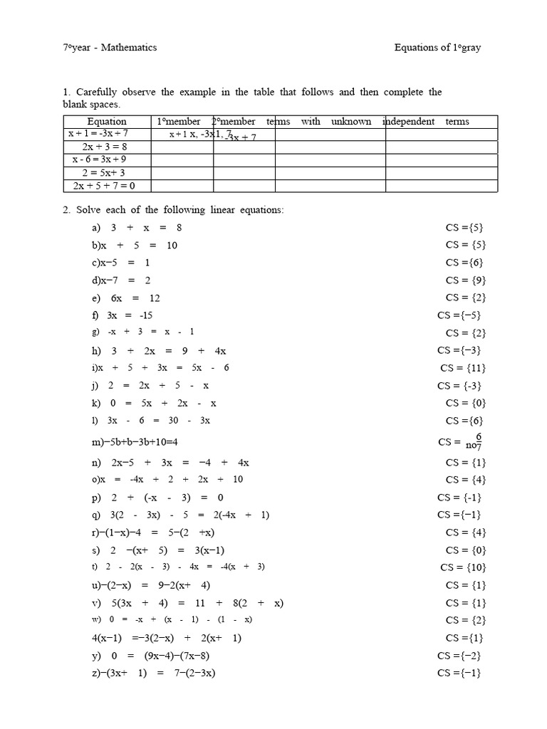 Solve Linear Equations Guide | PDF | Equations | Mathematical Objects