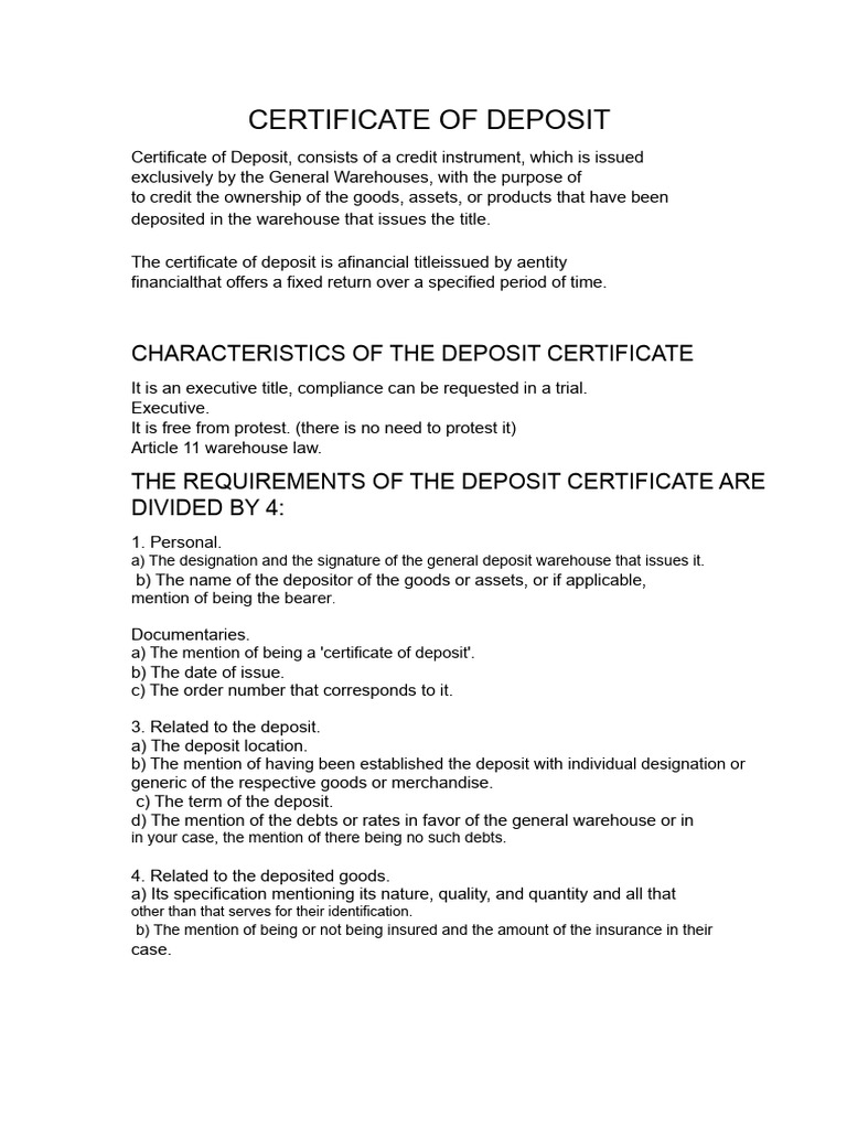 Certificate of Deposit | PDF | Certificate Of Deposit | Securities ...