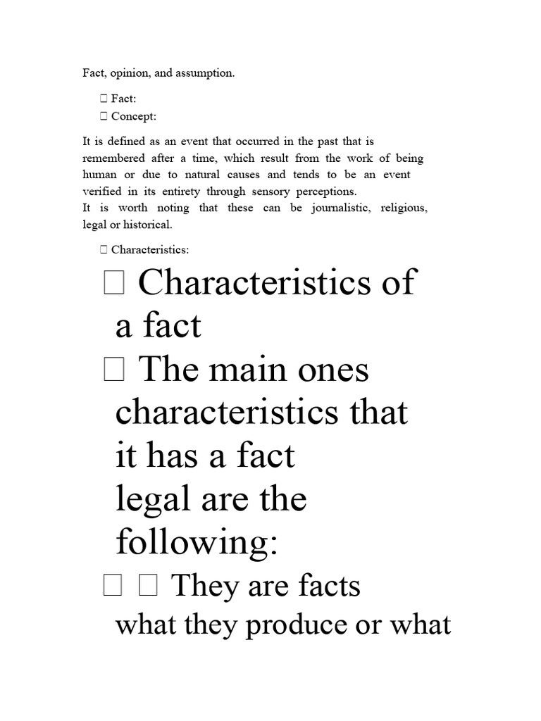Understanding Facts, Opinions, and Assumptions | PDF | Knowledge ...
